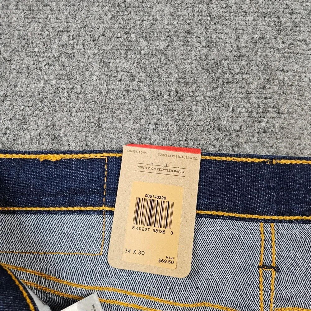 Levis 514 Straight Leg Stretch Jeans Mens 34x30 Indigo Blue Denim 00514-3220 NEW